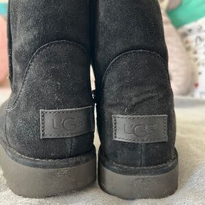 UGG Black Ankle Boots with Suede Finish and Sturdy Construction